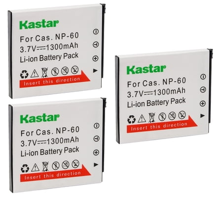 Kastar 3-Pack Battery CNP-60 Replacement for Casio Exilim Zoom EX-Z85 Exilim Zoom EX-Z85BE Exilim Zoom EX-Z85BK Exilim Zoom EX-Z85BN Exilim Zoom EX-Z85EO Exilim Zoom EX-Z85GN Camera