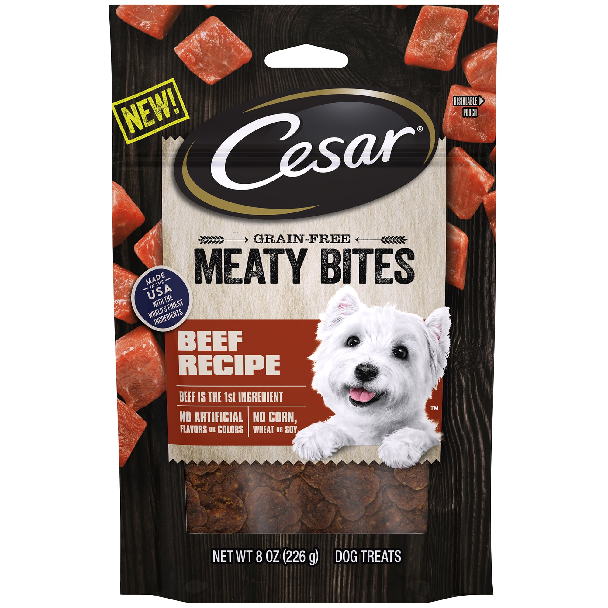 Cesar Meaty Bites Grain Free Dog Treats Beef Recipe, 8 oz. Pouch
