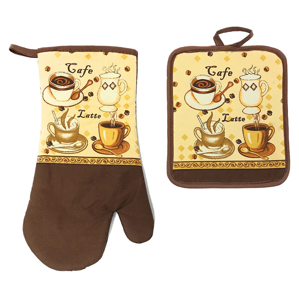 Kitchen Collection Latte Neoprene Oven Mitt and Potholder Set