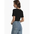 thumbnail image 4 of Long Sleeve Shirts for Women Basic Casual V Neck Tops Ribbed Slim Fitted Blouse, 4 of 6