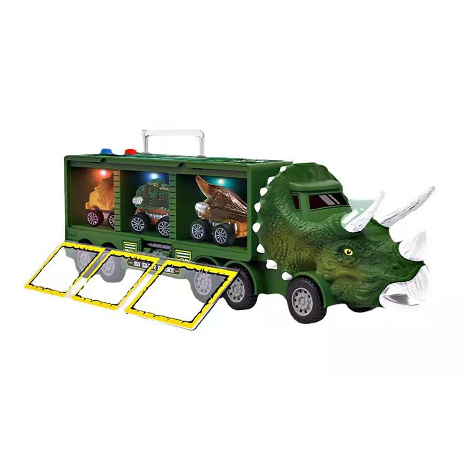 PPgejGEK Stocking Stuffers for Kids Dinosaur Model Toy Storage Car Dinosaur Transport Car Light and Music Children's Toy Car
