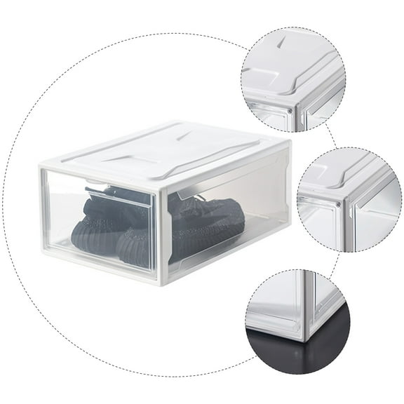Worgeous White Acrylic Shoes Box for Storage Stable and with Drawer Style Design 1Pc