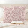 thumbnail image 3 of Pink Baroque Outdoor Waterproof Pillow Covers, Farmhouse Scroll Floral Damask Patterned Decorative Square Throw Pillowcase Sofa Cushion Sham for Patio/Couch/Chair, 16"x16" 2 Pack, 3 of 8