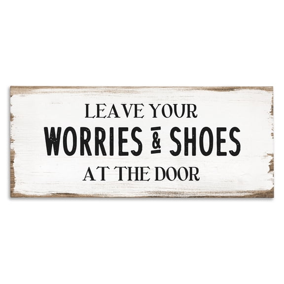 Stupell Industries Traditional Worries & Shoes At Door Phrase Canvas Art, 40 x 17, by Lil' Rue