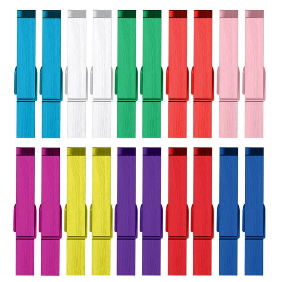 Jumbo Pack of 20 Wooden Craft Clothespins in 10 Colors, Mini Decorative Clips with Twine for Hanging Photos, Art Projects, Party Decor and Organization, 2.83 Inch Heavy Duty Spring