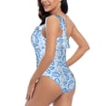 thumbnail image 4 of Cauagu Winter Paisley Pattern Print Women's Sexy One Piece Swimsuits One Shoulder Ruffle Tummy Control Bathing Suit Slimming Swimwear-Large, 4 of 6