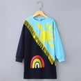 thumbnail image 1 of YEEDISON Girls Dress Spring Fall Long Sleeve Contrast Sun Rainbow Kids Dresses for Fashion Girl Clothes for 5-10Y, 1 of 4