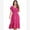 Hot Pink, variant on Women Mexican Dress Floral Embroidery V Neck Short Puff Sleeve Traditional Fiesta Dresses