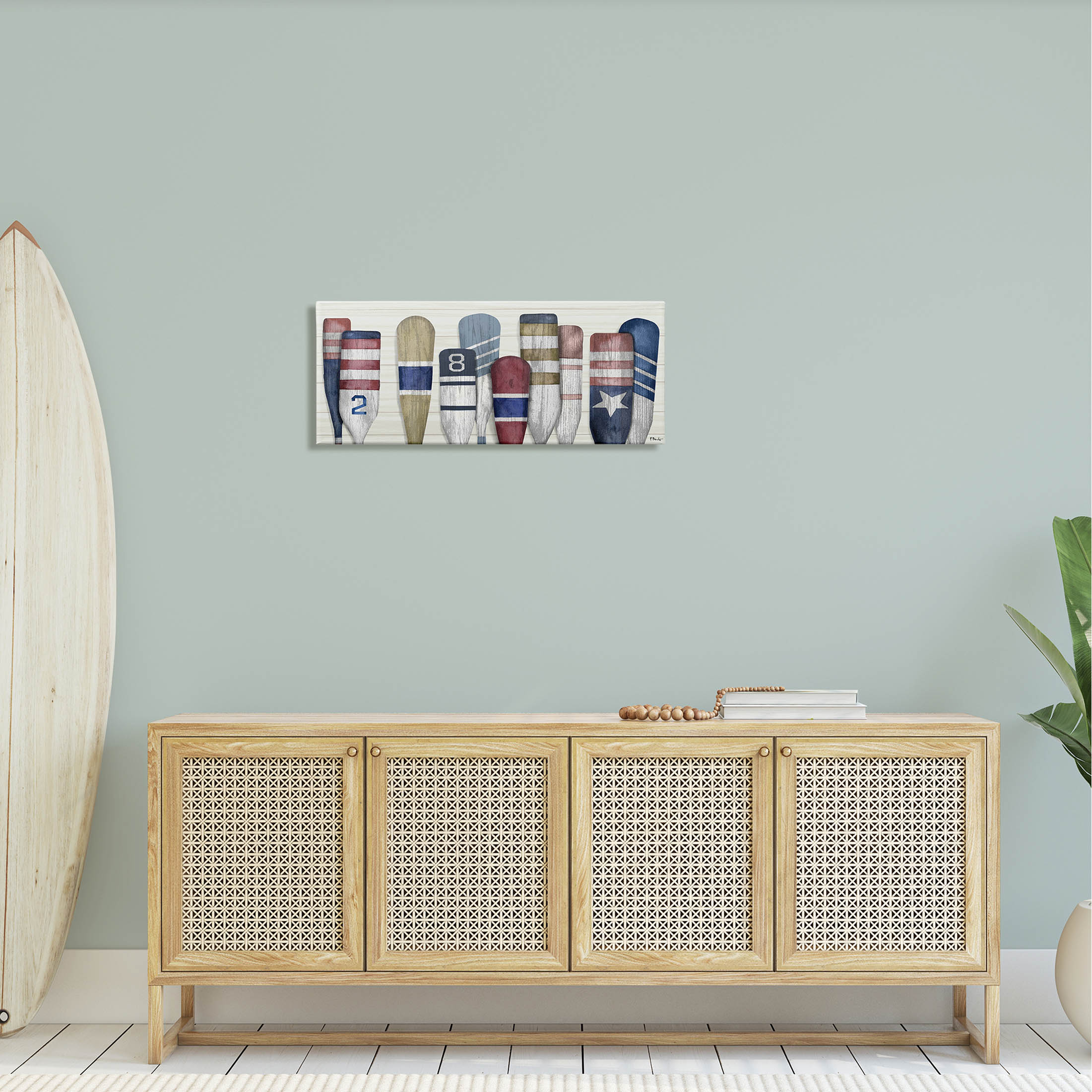 Stupell Industries Port Oars Vintage Americana Patterns Graphic Art Gallery Wrapped Canvas Print Wall Art, Design by Paul Brent