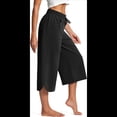 thumbnail image 2 of Pantalones de Yoga de Pierna para Mujer, Informales, de Verano, con Cordón Ajustable y Bolsillos, Color Negro, Talla XXL, 2 of 5