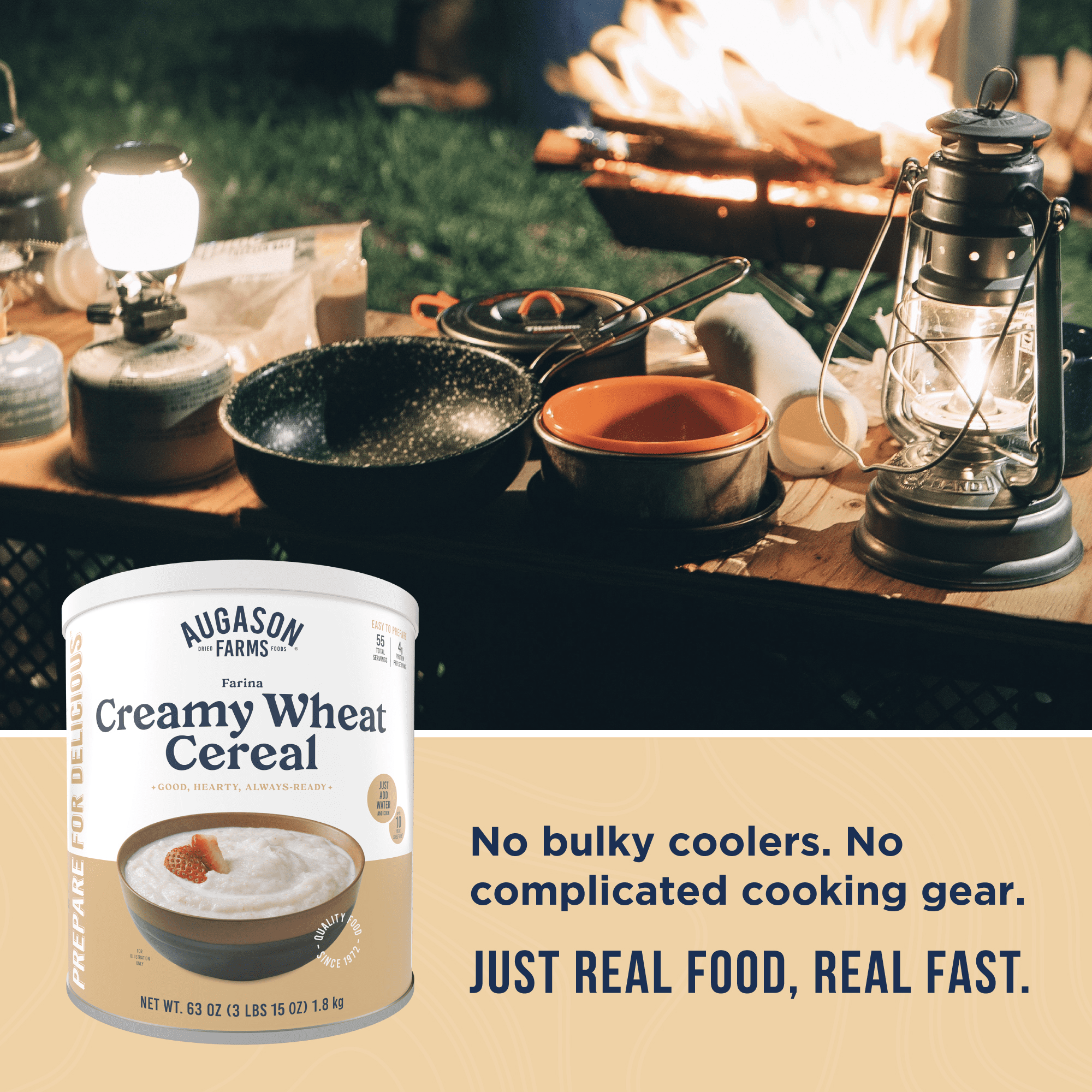 Augason Farms Creamy Wheat Cereal Can Emergency Food Supply, 55 Servings, 10 Year Shelf Life - Instant Breakfast Food and Healthy Snack