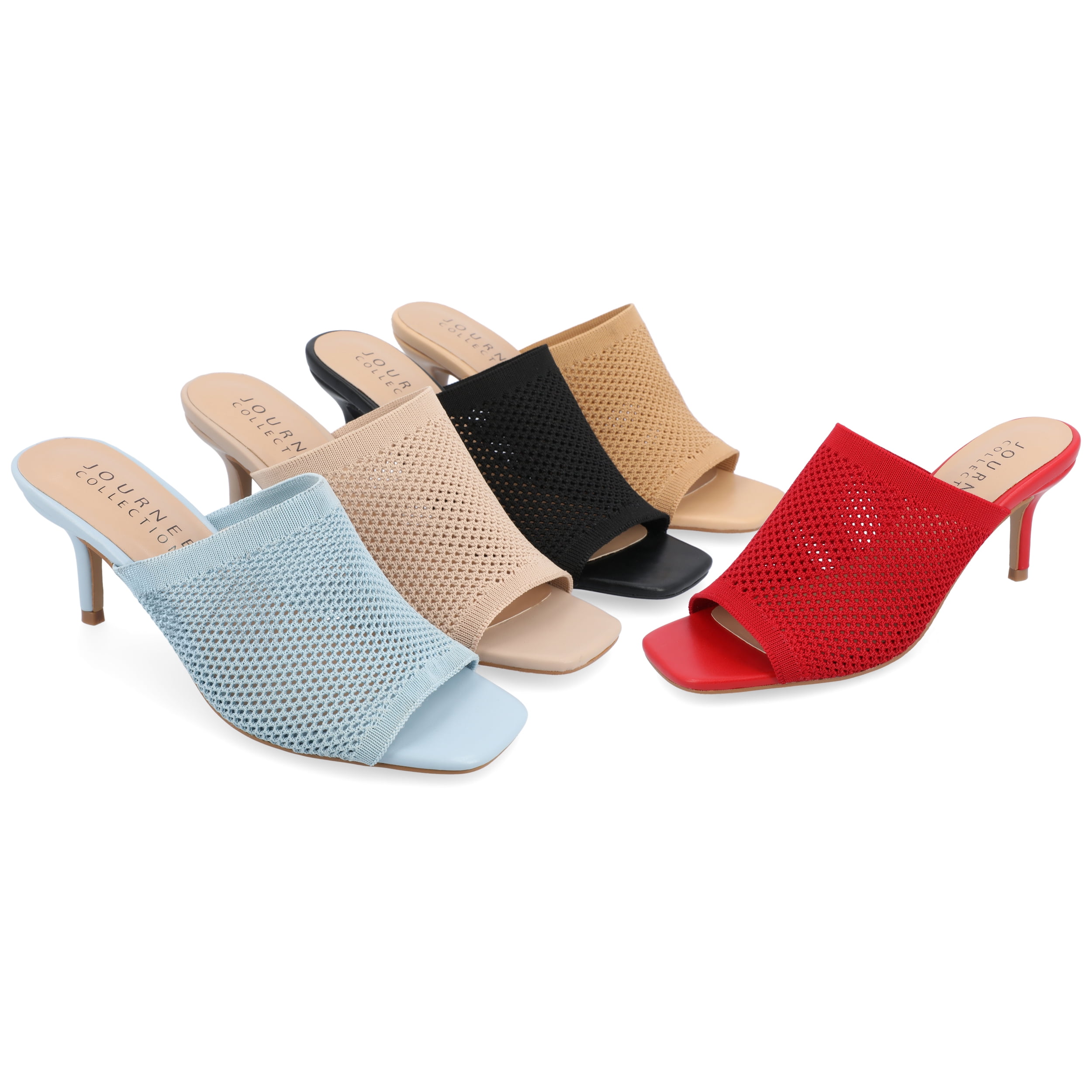 Journee Collection Womens Leighton Soft Knit Slip On Open Toe Pumps