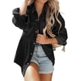 thumbnail image 4 of Women Long Sleeve Corduroy Peplum Shacket Jacket Button Down Babydoll Shirts Oversized Casual Blouses Tops, 4 of 6