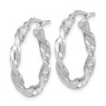 thumbnail image 2 of Finest Gold 14K White Gold Polished & Textured Twisted Hoop Earrings, 2 of 3