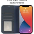 thumbnail image 3 of Compatible with iPhone 12 Pro Max Wallet Case,[3 Card Slots] [1 Cash Pocket] [Stand Feature] Magnetic Top Layer Leather Cover Shockproof Cat Eye Style Case for iPhone 12 Pro Max,6.7 inch Blue, 3 of 17