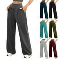 thumbnail image 7 of Lovskoo Womens Winter Yoga Lounge Pants Wide Leg Yoga Sweatpants with Pockets Sports Loose Casual Long Pants Trousers Dark Gray, 7 of 7