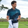 thumbnail image 3 of Rateoe Lonely Night Wolf Pattern Men's Short Sleeve Polo Shirts, Golf Polo Shirts Short Sleeve Performance Moisture Wicking Dry-Medium, 3 of 6