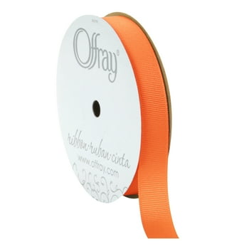 Offray Ribbon, Torrid Orange 5/8 inch Grosgrain Polyester Ribbon, 18 feet