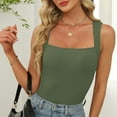 thumbnail image 3 of UPPADA Womens Square Neck Tank Top Sleeveless Ribbed Fitted Tanks Summer Basic Slim Cute Tops Casual Streetwear for Vacation Beach Club,Tank Top for Women Loose Fit Army Green,L, 3 of 8