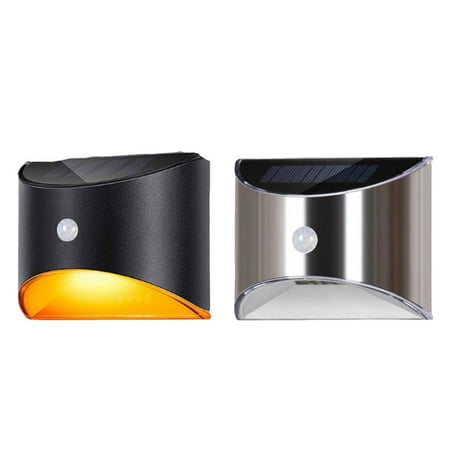 

2pcs Motion Sensor Stair Steps Light IP55 Waterproof Cordless Automatic On/Off Lights for Yard Garden Night Safety Black
