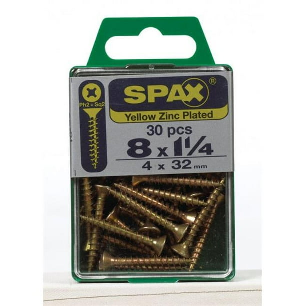 Spax 4101020400322 8 x 1.25 in. MultiMaterial Yellow Flat Head Spax