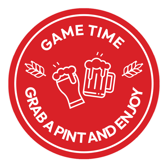 Signs ByLITA Circle Game Time: Grab a Pint and Enjoy ABS Plastic | Laser Engraved | Easy Installation | Elegant Design Sign (Red) - Large