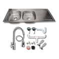 thumbnail image 1 of Fregadero Tarja Tina Doble Con Escurridor Acero Inox Kit Prem (Escurridor Derecho), 1 of 3