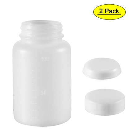Uxcell 100ml/3.4oz Plastic Wide Mouth Lab Reagent Bottle 2 Count
