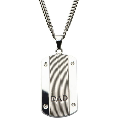 Modern Pendant - Men's Stainless Steel DAD Inscription Modern Dog Tag Pendant, 24 Chain