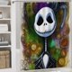 thumbnail image 5 of Juego de 4 cortinas de ducha de Jack Skellington con alfombrillas antideslizantes, tapa de inodoro y alfombrilla de baño, cortina de ducha impermeable con decoración de dibujos animados para baño con, 5 of 8