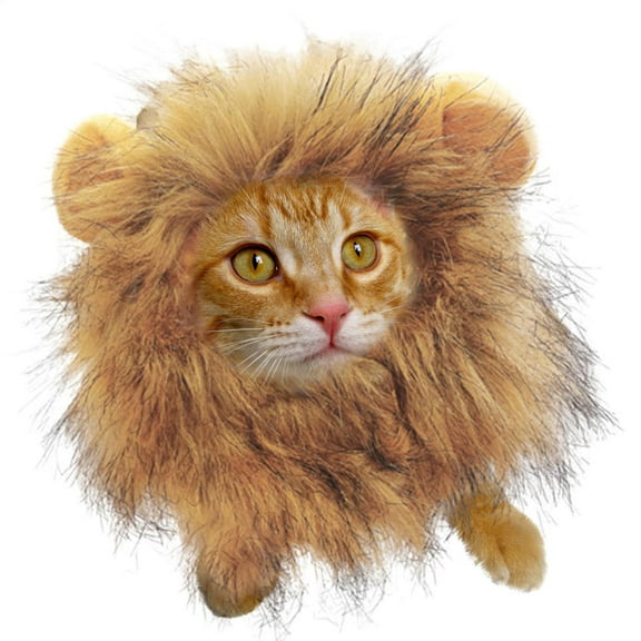 Kisronda Dog Lion Mane Funny Cat Wig Outfits Headwear with Ear Funny Adjustable Clothes Realistic for Kitten Rabbit Halloween Pets cosy