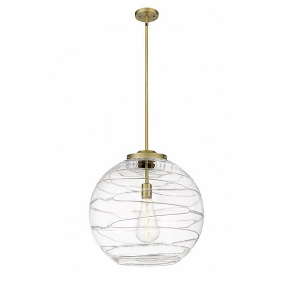 221-1S-BB-G1213-18-Innovations Lighting-Athens Deco Swirl - 1 Light Pendant In Industrial Style-19.5 Inches Tall and 17.88 Inches Wide-Brushed Brass