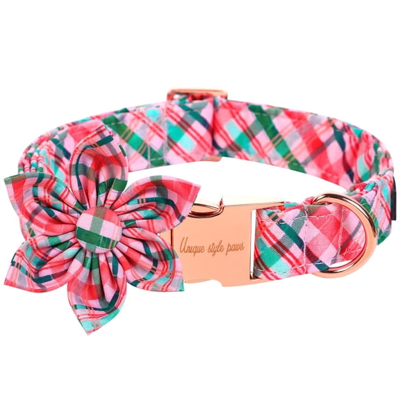 Collar para perro de estilo único con forma de lazo de algodón blanco y rojo
