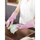 thumbnail image 5 of Guantes de PVC para limpieza del hogar, guantes reutilizables para lavar platos con forro flocado de algodón, impermeables, antideslizantes, medianos Fokelyi WRQX-100-3, 5 of 7
