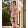 thumbnail image 5 of ChicMe Pajamas for Womens Letter Print Round Neck Short Sleeve Tops and Tie Dye Elastic Waist Pants Loose Fit Casual Sleepwear Set Pink-m, 5 of 9