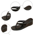 thumbnail image 5 of Rokment Womens Wedge Flip Flops Backless Dressy Sandals 2026 Stylish Casual Leopard Leather Square Toe Slip on Dress High Heels Slides for Ladies Summer Black Size 6, 5 of 8