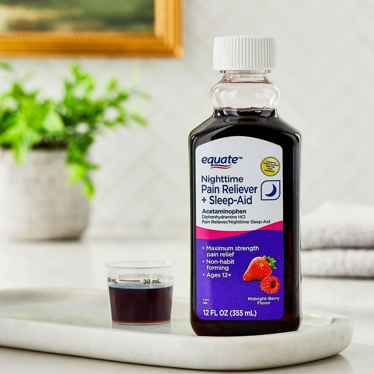 Equate Alcohol-Free Nighttime Pain Reliever and Sleep-Aid Liquid, 12 fl oz