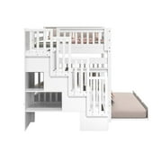 Bedz King Stairway Bunk Beds Full over Full with 4 Drawers in the Steps and a Twin Trundle, White
