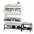 thumbnail image 5 of Ktaxon Farmhouse Shoe Cabinet w/ Bench, Entryway Shoe Storage Cabinet Shoe Rack Organizer for Hallway Bedroom Closet Living Room Home Apartment, White, 5 of 15