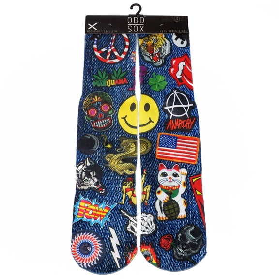 ODD SOX Sublimation Patches SOA Rolling Peace Crew Socks