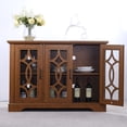 thumbnail image 3 of S-HOME MDF Sideboard with Clear Tempered Glass Doors and Adjustable Storage Shelves for Home Decor, Dark Oak, 3 of 13
