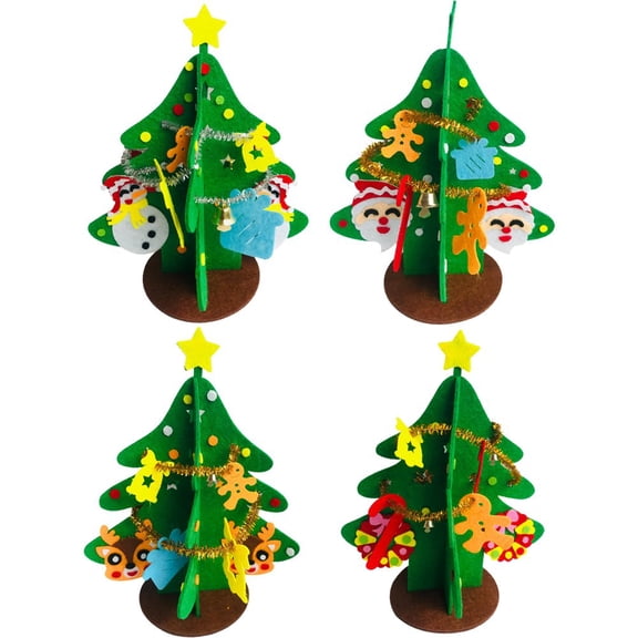 Christmas Tree Handcraft Set 4pcs/set Handmade Christmas Tree Decoration Festival Home Ornaments Assembly