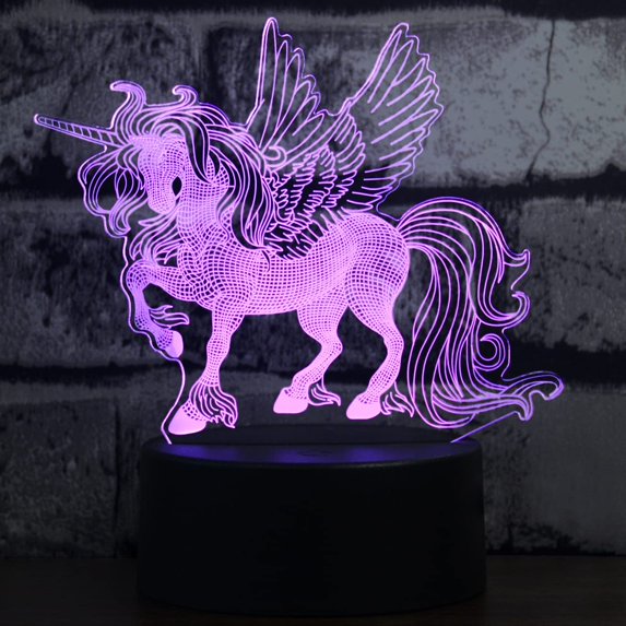 YSITIAN Unicorn Night Light for Kids,Unicorn 3D Illusion Table Desk Lamp 7 or 16 Colors Changing Dimmable Birthday Gift YT02-87