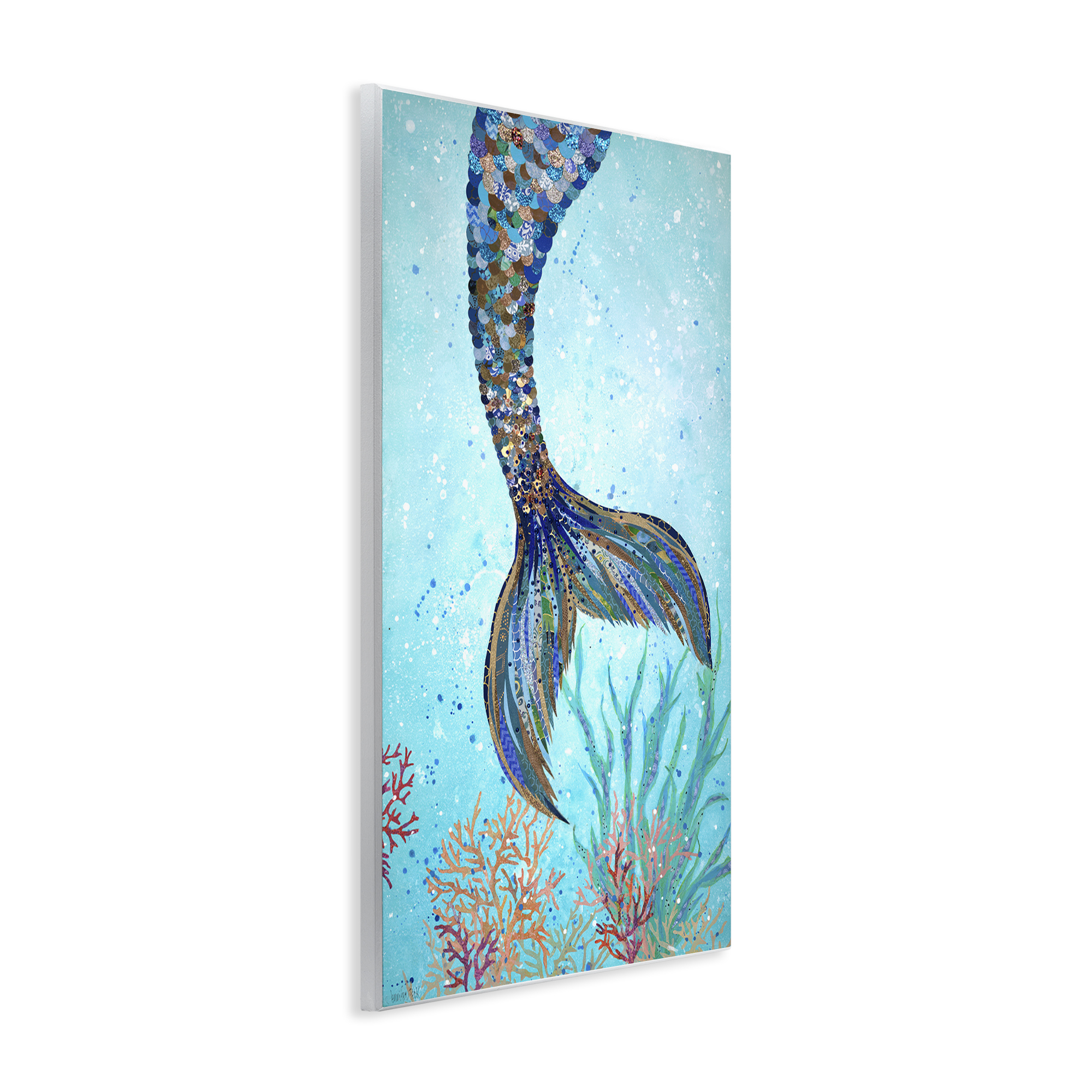 Stupell Industries Tall Tails Mermaid Fairy Tales & Fantasy Painting Unframed Art Print Wall Art, 13 x 19