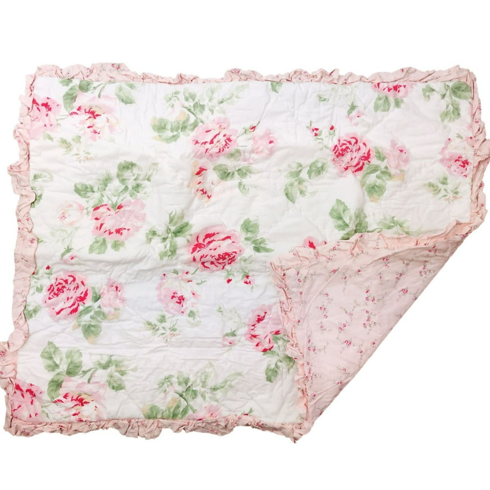 Simply Shabby Chic Quilted Pink Rose Pillow Sham, Standard Size