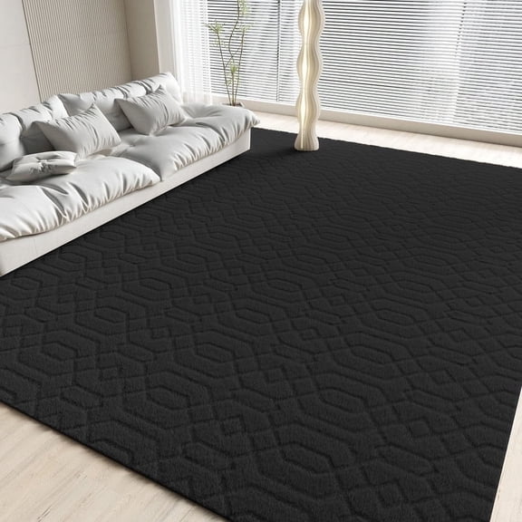 YOUPINS Area Rug for Living Room,8'x10' High-Low Textured Boho Shag Washable Area Rug with Non-Slip Backing,Modern Decor Carpet for Indoor,Bedroom,Dining Room