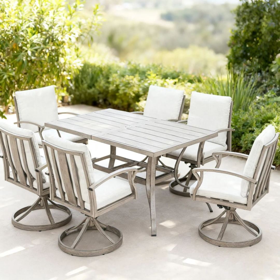 Outdoor Patio Dining Chairs Set of 2, 2-Piece Upgraded 3D double-layer textilene Swivel Patio Chairs, Limed Oak