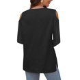 thumbnail image 5 of Workout Tops for Women Womens Sexy Cold Shouler 3/4 Sleeve T-Shirts O-Neck Cute Tops Solid Basic Tees Summer Pullover, 5 of 6