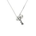 thumbnail image 2 of Delight Jewelry Silvertone Mini Star with Clear Crystal - Love and Lock Charm Necklace, 18"+1", 2 of 4