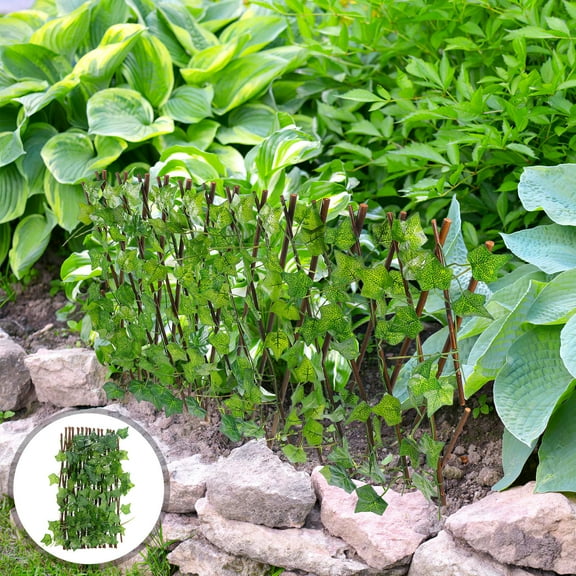 HEMOTON 1Pcs Expandable Artificial Leaf Fence for Home Decor 78.7x10.6x1.2in